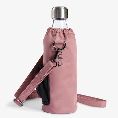 Leather Water Bottle Holder with Detachable Crossbody Strap